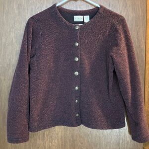 L.L. Bean Women's Burgundy Fleece Cardigan